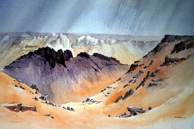 'Top of the Gilf Kebir' watercolour by David Bellamy